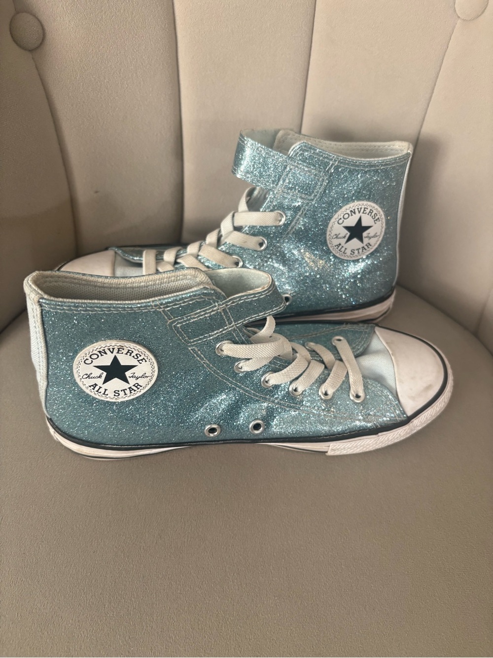 Converse Kids' Glitter High-Top Sneakers in Sparkling Light Blue
